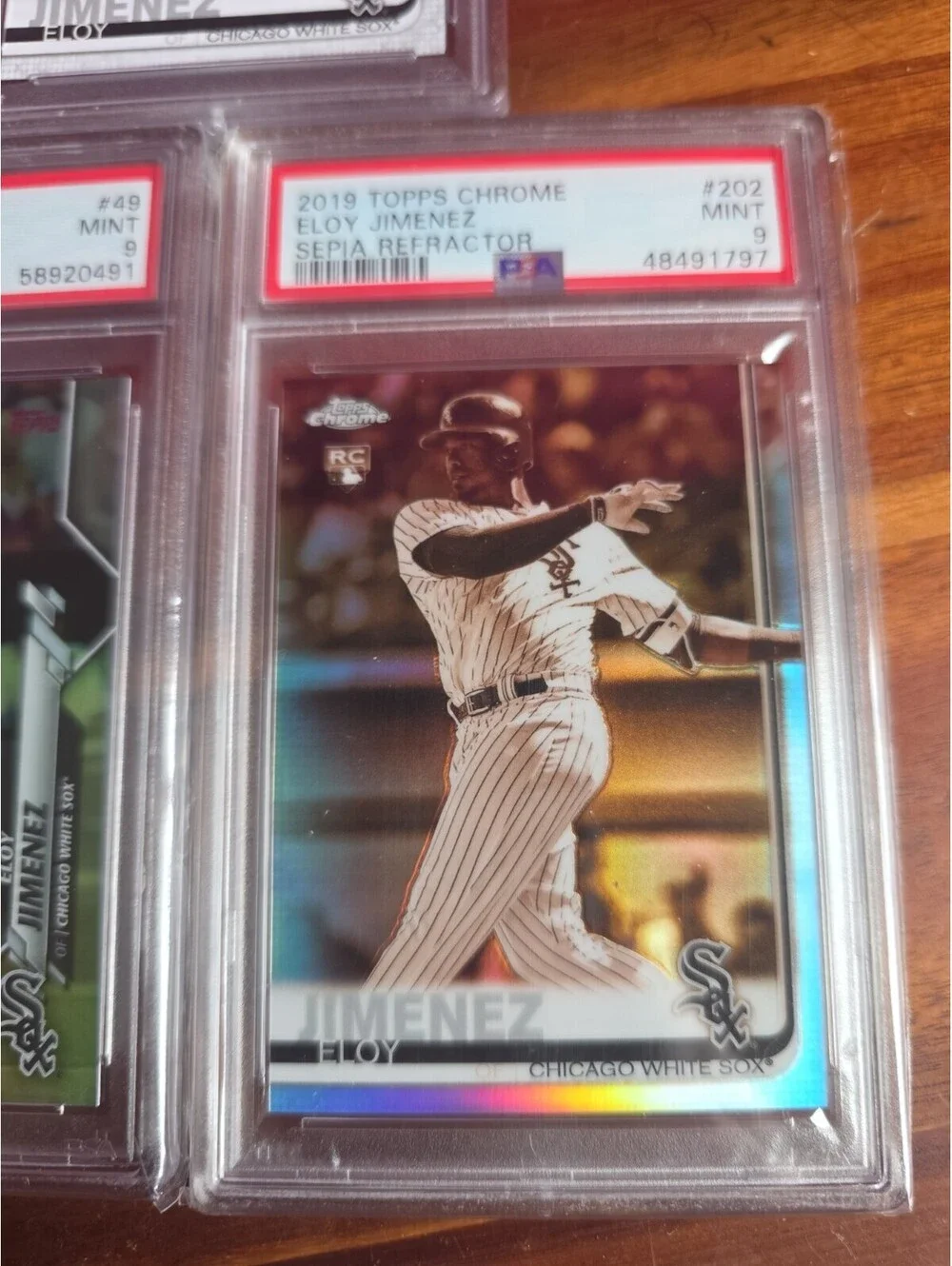 2019 TOPPS #670 ELOY JIMENEZ RC ROOKIE PSA 9 Lot 5 Cards Sepia Rainbow Foil